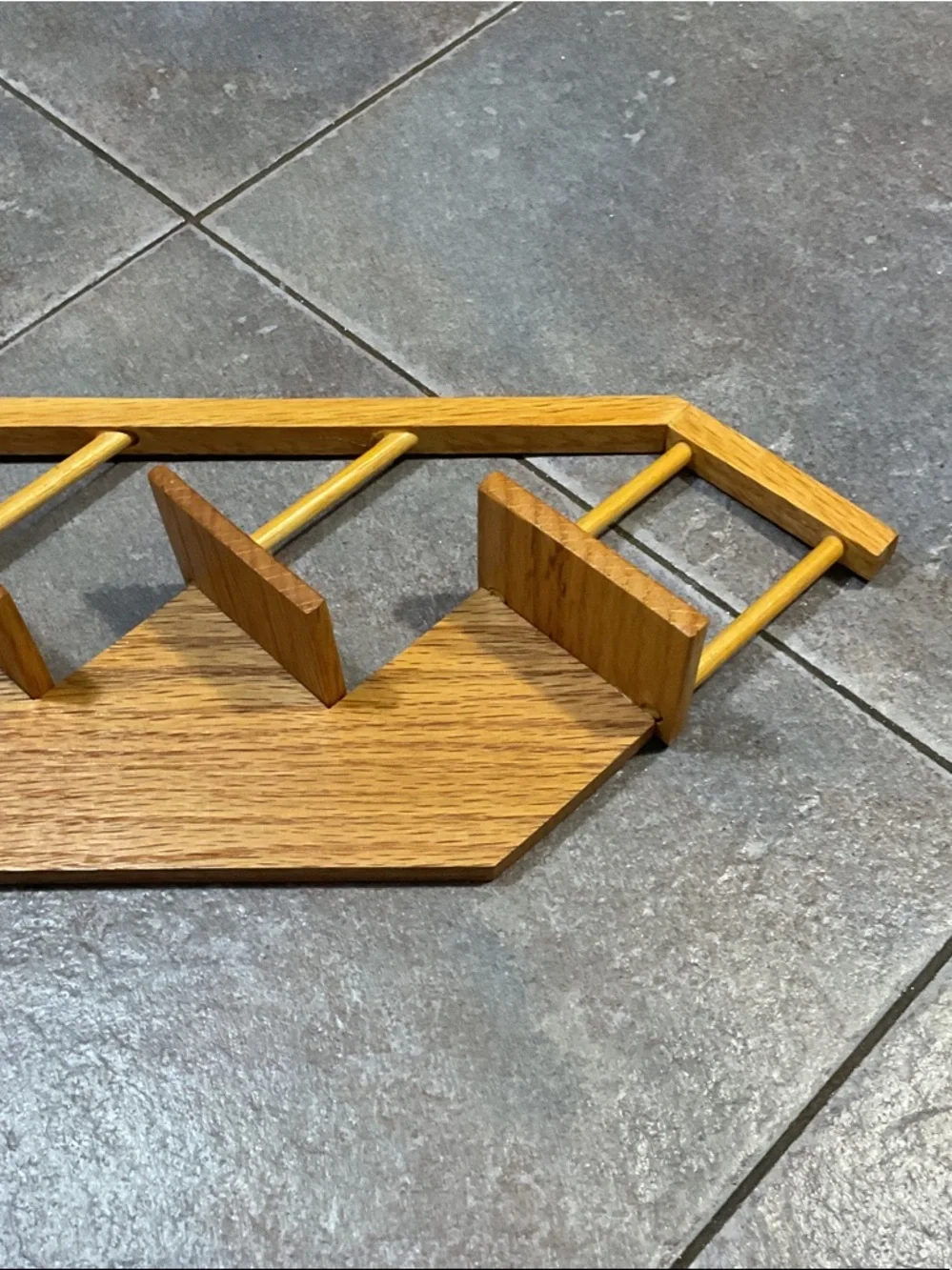 Wooden Wall Rack with Six Pegs - Honey Brown